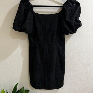 NWT -Sezane Paris Black eyelet mini dress